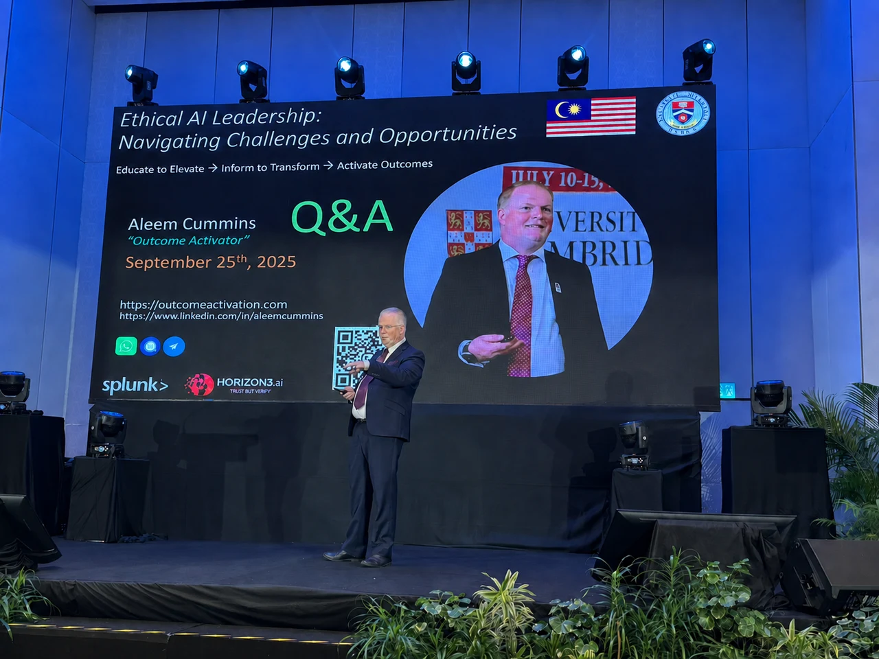 Aleem speaking on ethical AI leadership and activating outcomes